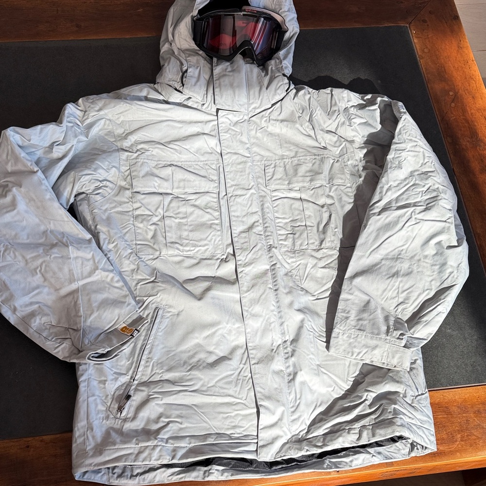 BONFIRE snowboard / ski jacket light grey  Men's Gray Hooded Jacket